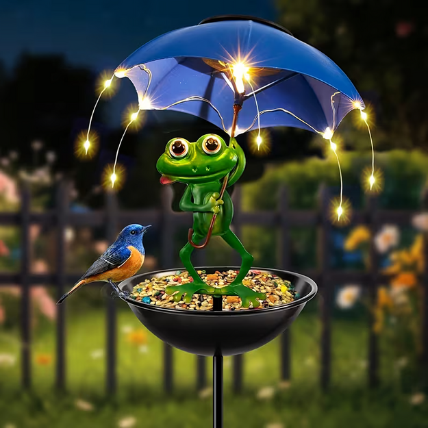 Solar Lamp Feeder Garden Ornament Decorative LED Frog