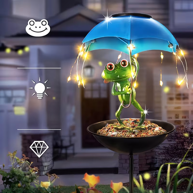 Solar Lamp Feeder Garden Ornament Decorative LED Frog