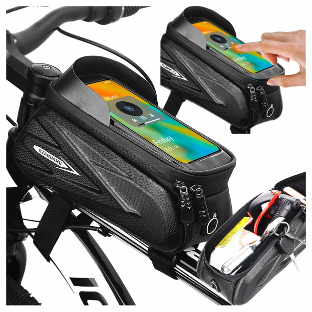 Velosipēda soma, ūdensnecaurlaidīgs turētājs, maciņš, telefona maciņš, skārienekrāna vāciņš