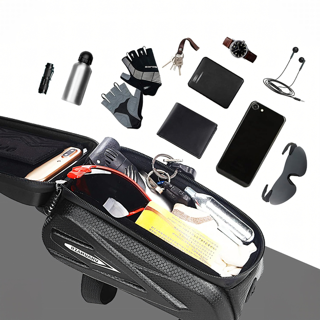 Velosipēda soma, ūdensnecaurlaidīgs turētājs, maciņš, telefona maciņš, skārienekrāna vāciņš