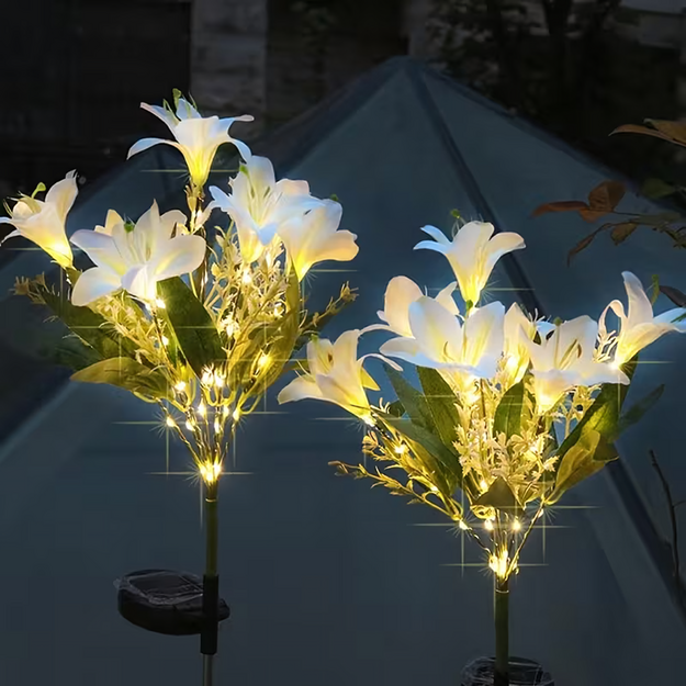 Saules dārza lampa ar liliju ziedu lilijas dekorāciju Saules LED ziedi