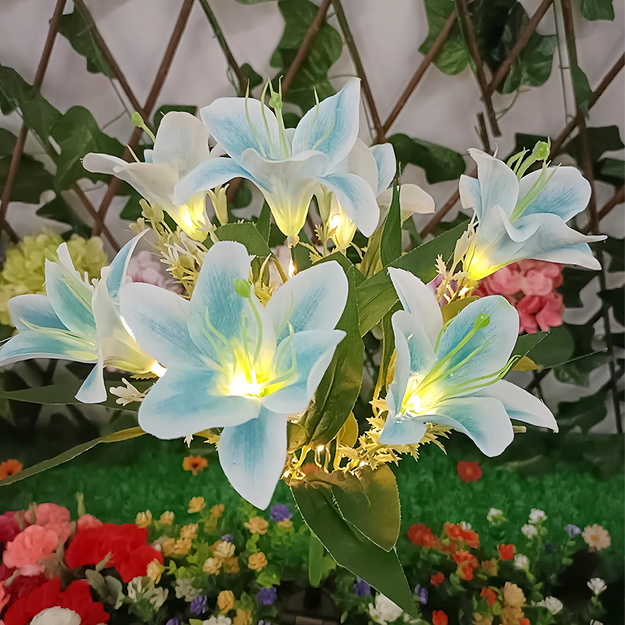 Saules dārza lampa ar liliju ziedu lilijas dekorāciju Saules LED ziedi