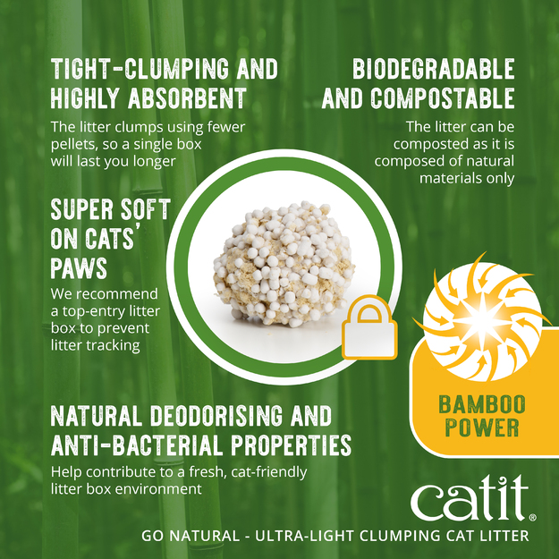 Catit - Go Natural! Bamboo Clumping Cat Litter - 2 x 1.8kg (3.6kg)