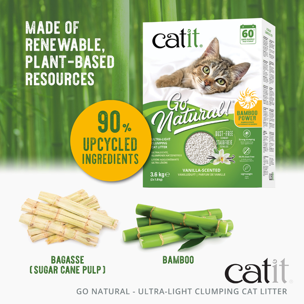 Catit - Go Natural! Bamboo Clumping Cat Litter - 2 x 1.8kg (3.6kg)