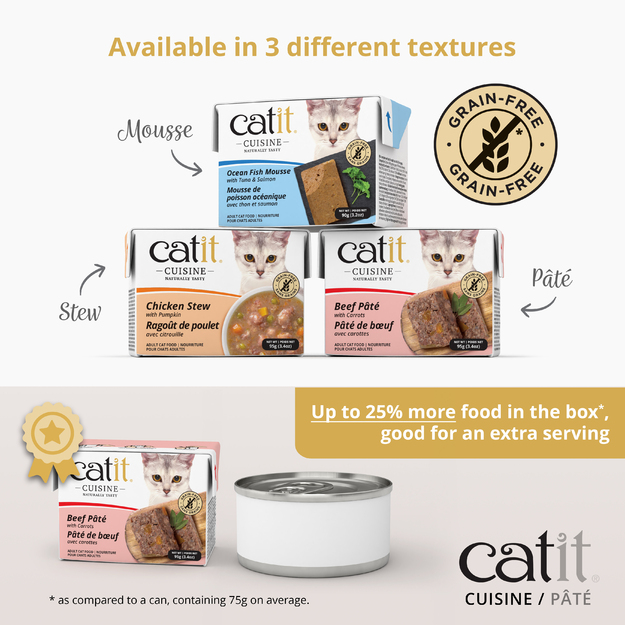 Catit - Cuisine Premium Wet Food for Cats - Beef Pâté with Carrots - 95 g