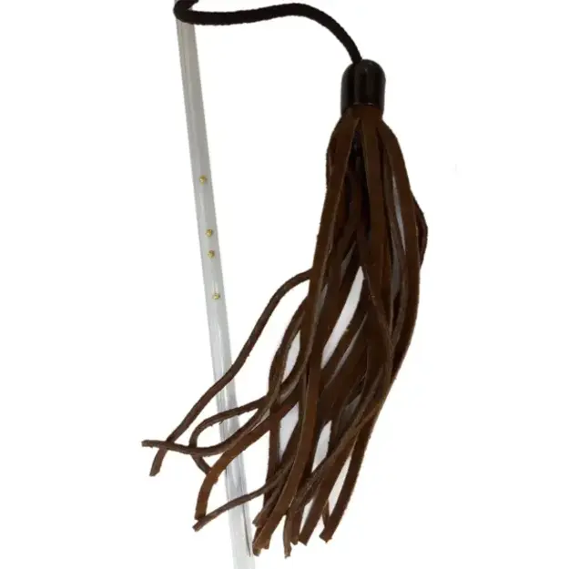 PURRfect - Leather Bouncer Cat Teaser - Rod Length: Approximately 30 inches
