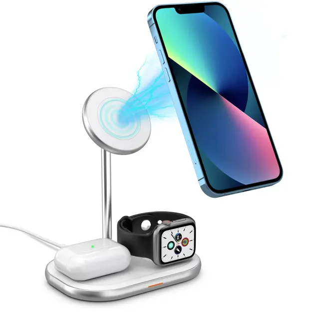 Energizer - Magnetic QI 3-i-1 wireless charger with 15W fast charging - USB-C