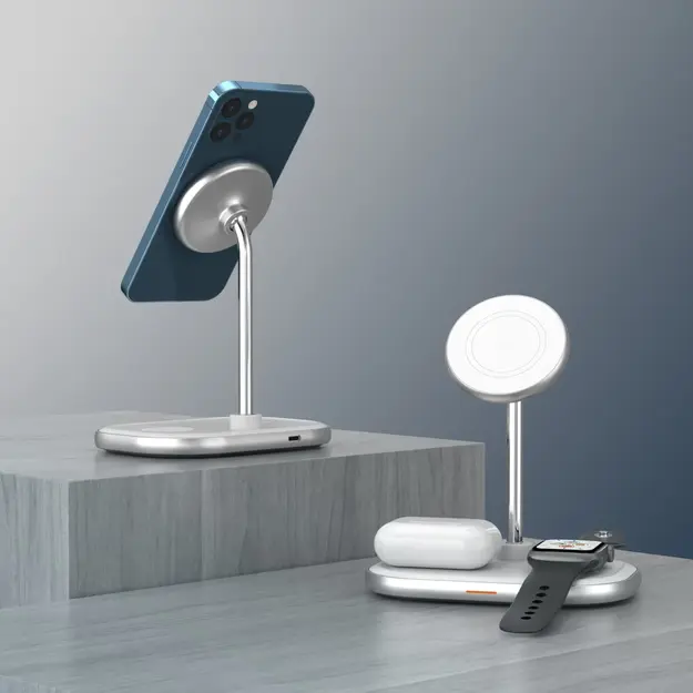 Energizer - Magnetic QI 3-i-1 wireless charger with 15W fast charging - USB-C