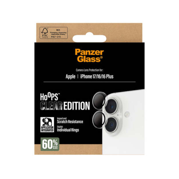 PanzerGlass - Hoops Transparent Camera Lens Protector - iPhone 17/16/16 Plus