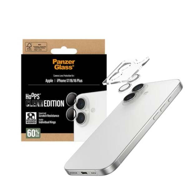 PanzerGlass - Hoops Transparent Camera Lens Protector - iPhone 17/16/16 Plus