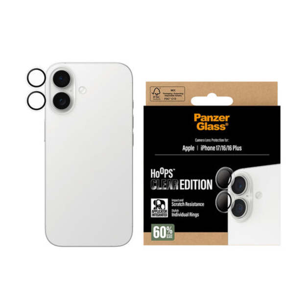 PanzerGlass - Hoops Transparent Camera Lens Protector - iPhone 17/16/16 Plus