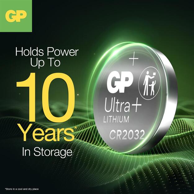 GP - Ultra Plus Lithium Cell Battery CR2032, 3V - 4-pack