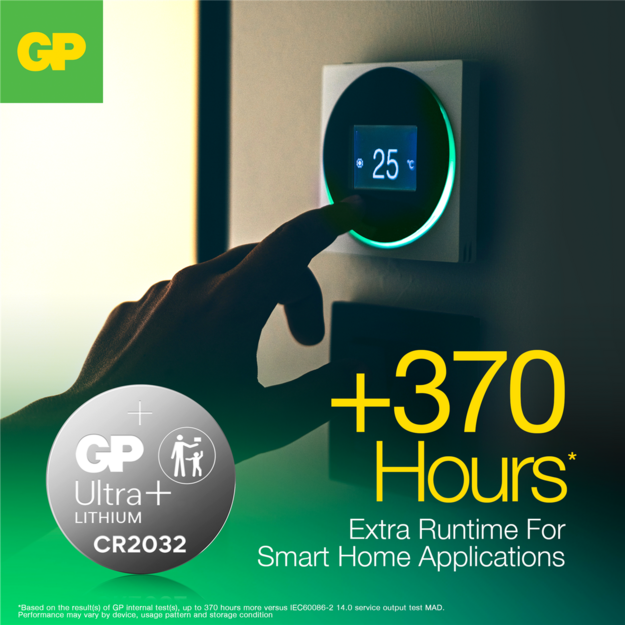 GP - Ultra Plus Lithium Cell Battery CR2032, 3V - 4-pack