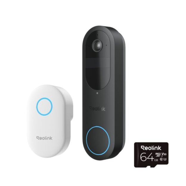 Reolink – 2K Video Doorbell + Chime Wi-Fi – Black