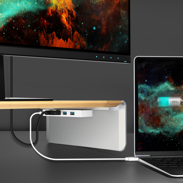 J5create - Wood Monitor Stand With Docking Station