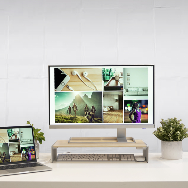 J5create - Wood Monitor Stand With Docking Station