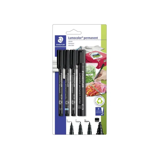 Staedtler – Lumocolor Permanent Marker Set – 4 pcs Black (60 BK-6)