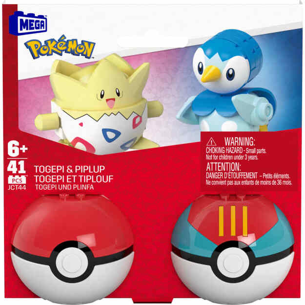 Pokémon - Poké Ball 2-Pack Building Set with 2 Figures, 41 Pieces (JCT44)
