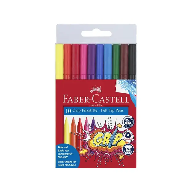 Faber-Castell - Fibre-tip pen Grip Colour Marker - Set of 10 (155310)