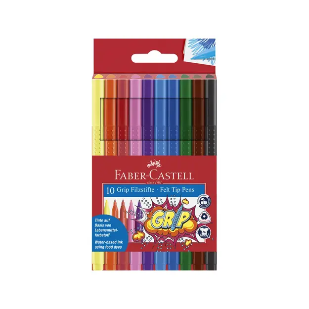 Faber-Castell - Fibre-tip pen Grip Colour Marker - Set of 10 (155310)