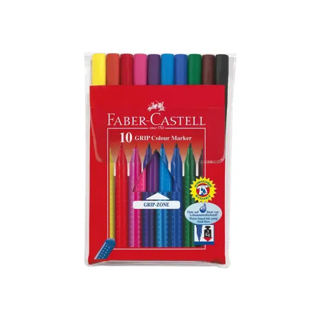 Faber-Castell - Fibre-tip pen Grip Colour Marker - Set of 10 (155310)