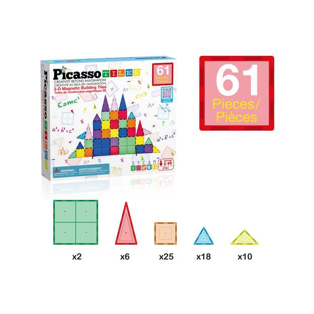 Picasso Tiles - Magnetic Tiles (61 pcs) (PT61)