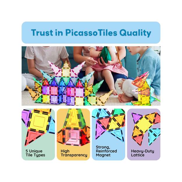 Picasso Tiles - Magnetic Tiles (61 pcs) (PT61)