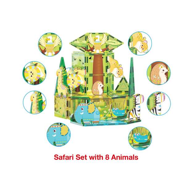 Picasso Tiles - Safari themed set with 8 animals (46 pcs) (PTQ12)