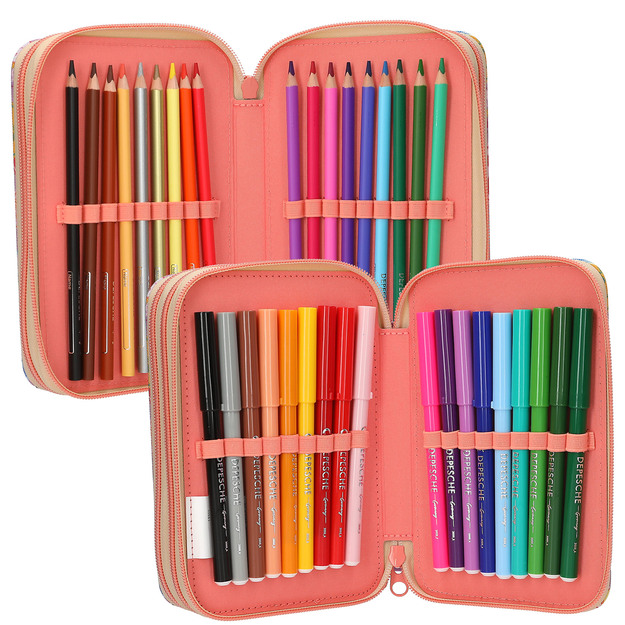 TOPModel - Triple Pencil Case with Pendant GIRL POWER - Purple