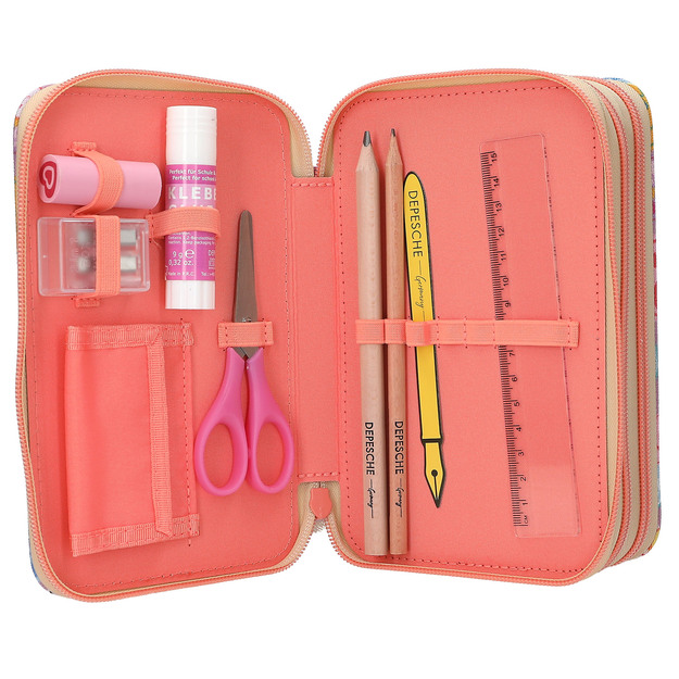 TOPModel - Triple Pencil Case with Pendant GIRL POWER - Purple