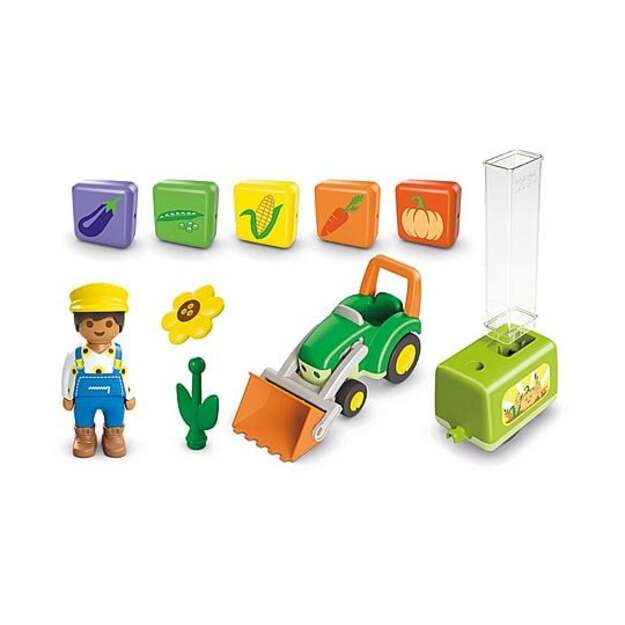 PLAYMOBIL - Junior: Tractor with Load and Drop Planter (71773)