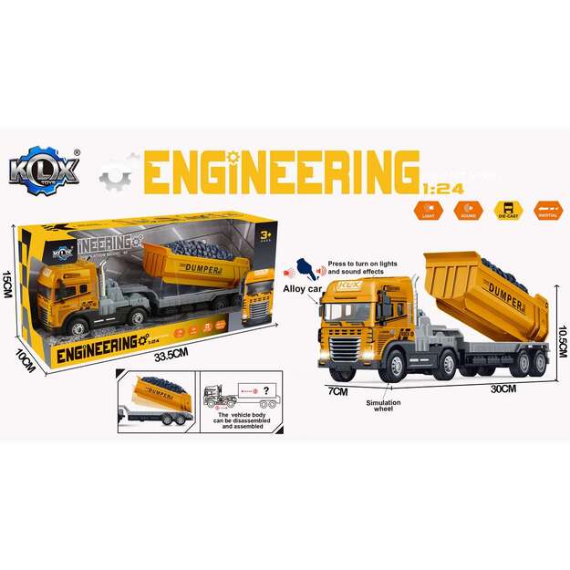 KLX - Die-cast truck w/dumper, friction, light & sound (534679)