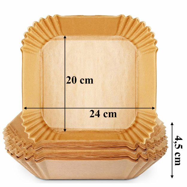 Oro gruzdintuvės popieriniai įdėklai Popieriniai įdėklai oro gruzdintuvei 20x20cm 100 vnt.