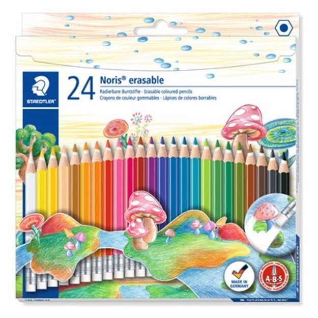 Staedtler - Noris erasable colour pencils with eraser – 24 pcs (144 50NC24)