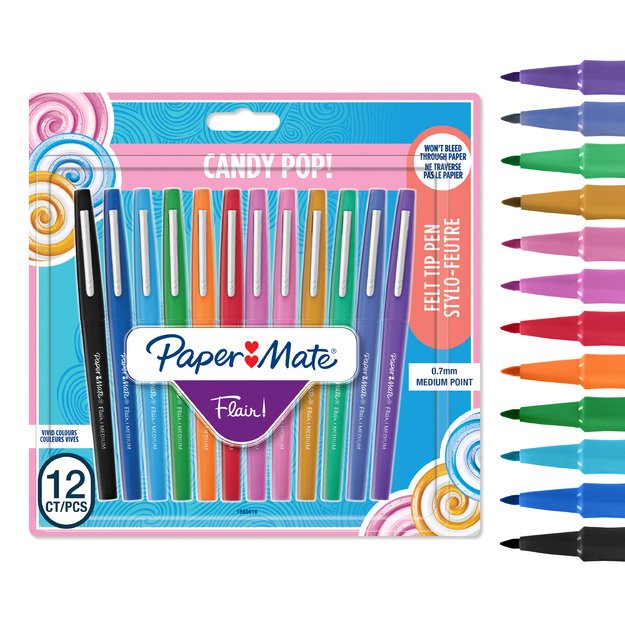 Paper Mate - Flair Felt Tip Pens - Assorted Candy POP Colours - 12 Count 3
