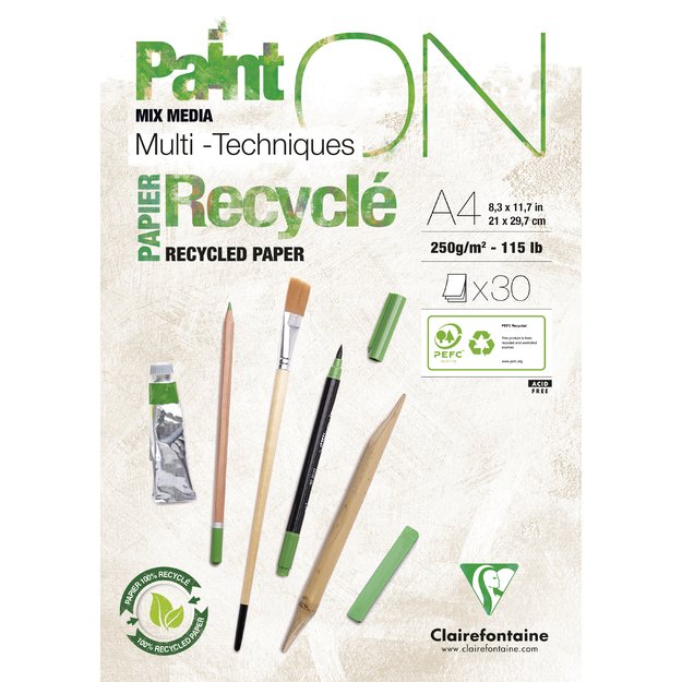 Clairefontaine - Recycled PaintON Pad - White - A4