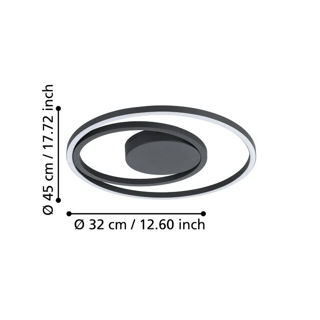 EGLO - Calagrano-Z Ceiling Lamp – Black – Ø45 cm – RGB + TW – Zigbee & Bluetooth 5