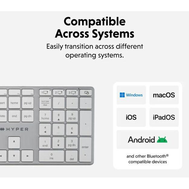 Hyper - Wireless Keyboard (Nordic) Bluetooth 5.0 Space Grey 1