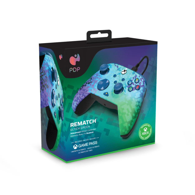PDP Rematch Wired Controller - Glitch Green 9