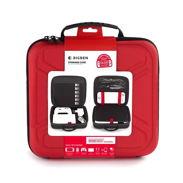 Bigben Storage Case Red Hard Case for Switch Including Docking Station Compatible with Switch Lite/OLED