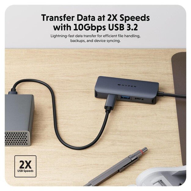 Hyper - HyperDrive EcoSmart Gen.2 Universal USB-C 4-in-1 Hub w 100 W PD Power Pass-thru
