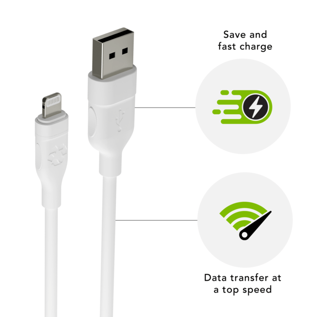 dbramante1928 - Re-charge - Cable - USB-A to MFI Lightning, TPE, 1.2m - White