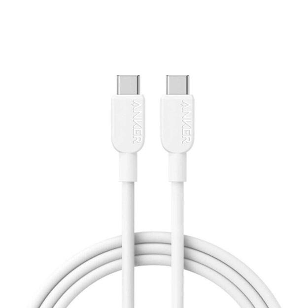 Anker - USB-C to USB-C Cable (3 ft, 240W, Braided) – White