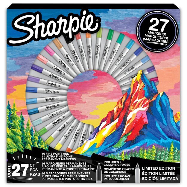 Sharpie - Permanent marker - Limited Edition Colouring promo pack 16 Fine + 11 Ultra Fine (2205231)