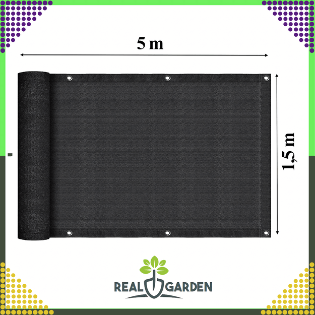 Osłona Balkonowa Mata Tarasowa Siatka na Balkon Taras Płot 1,5x5m UV 95% 16