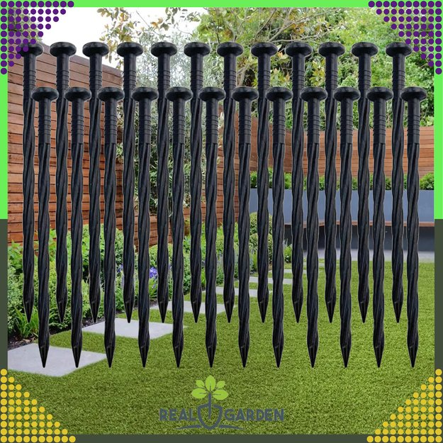 Zestaw Obrzeże Trawnikowe Ogrodowe 60x50x20m 30 Kołków Kotew Czarne 15