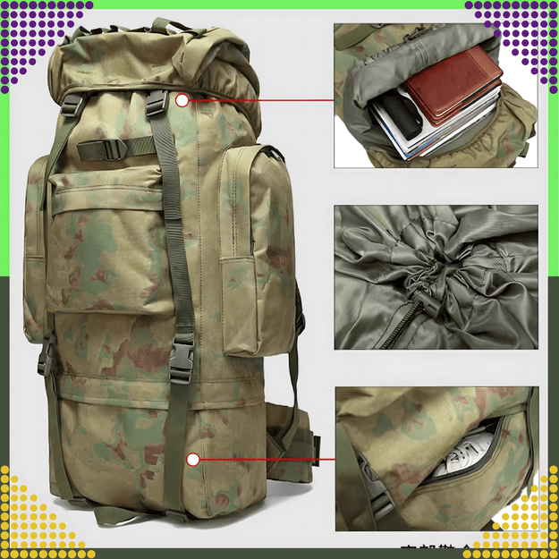 Plecak Taktyczny Wojskowy Militarny Turystyczny Survivalowy Górski Duży 65L 7