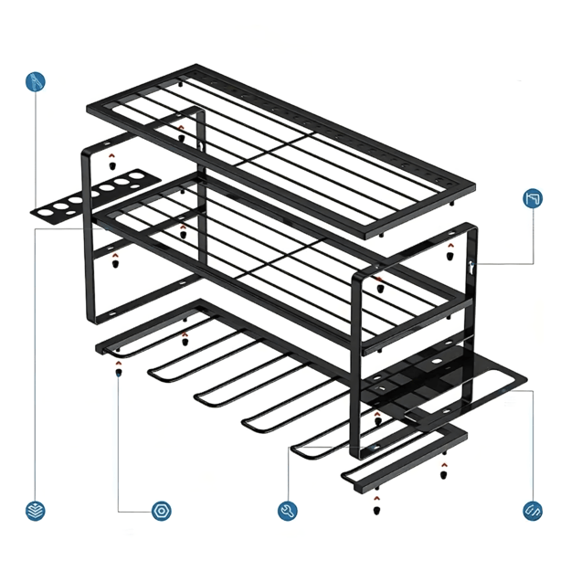 Garažo sieninė lentyna-pakabos organizatorius elektriniams įrankiams „Strong“