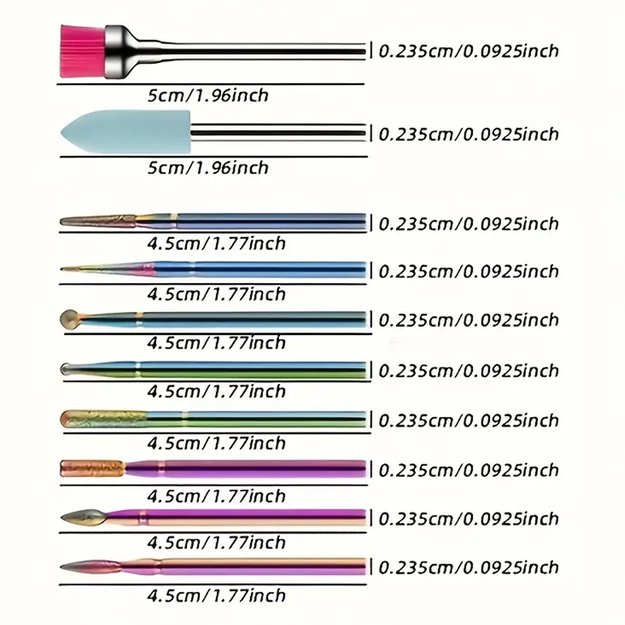 ZESTAW FREZÓW FREZY DO PAZNOKCI SKÓREK DIAMENTOWE CERAMICZNE 10 SZT PUDEŁKO 24