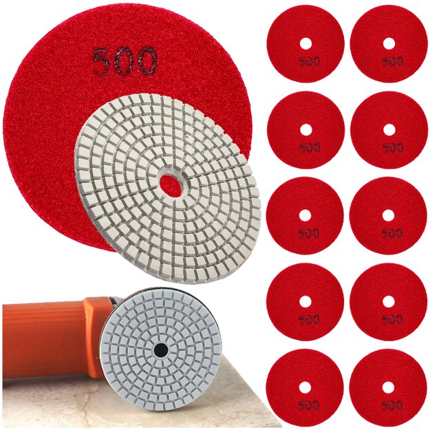 10x Tarcza Diamentowa Polerska 80mm do Szlifowania Gresu Płytek Na Rzep 500